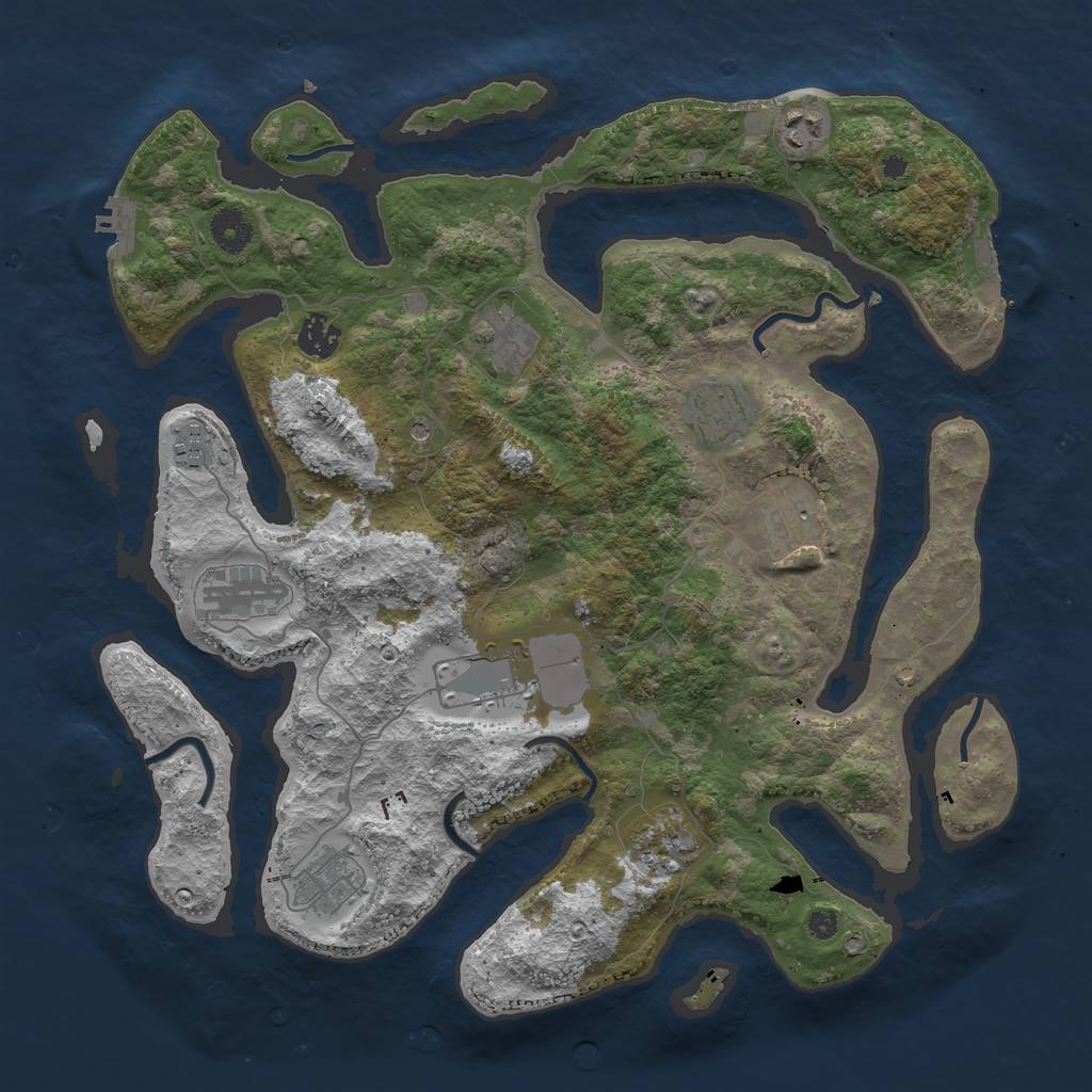 Rust Map: Procedural Map, Size: 3850, Seed: 1768486069, 15 Monuments