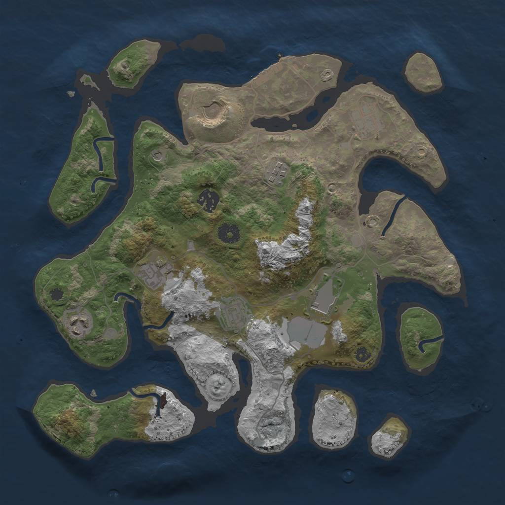 Rust Map: Procedural Map, Size: 3500, Seed: 744116680, 12 Monuments