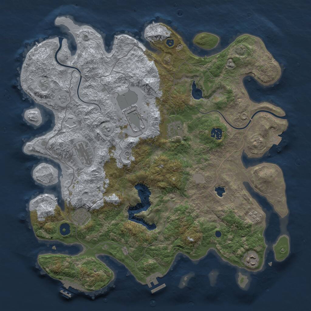 Rust Map: Procedural Map, Size: 4000, Seed: 518735, 13 Monuments