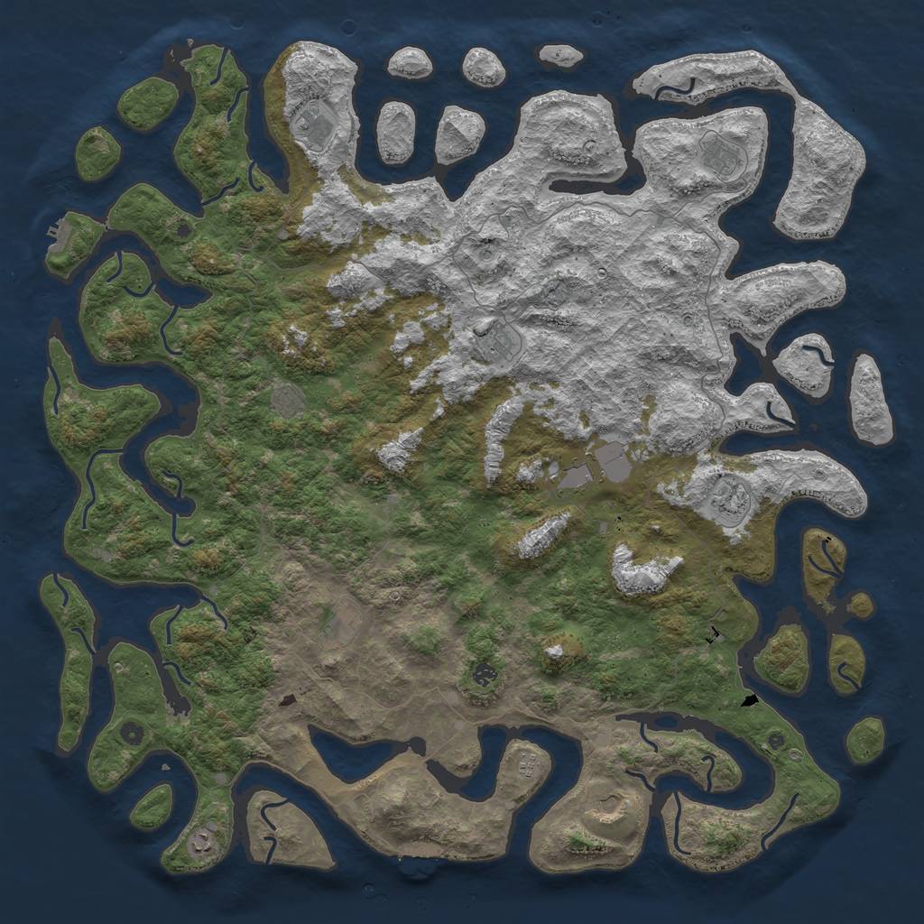 Rust Map: Procedural Map, Size: 6000, Seed: 4592377, 16 Monuments