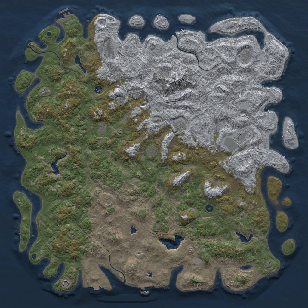 Rust Map: Procedural Map, Size: 6000, Seed: 4592377, 17 Monuments