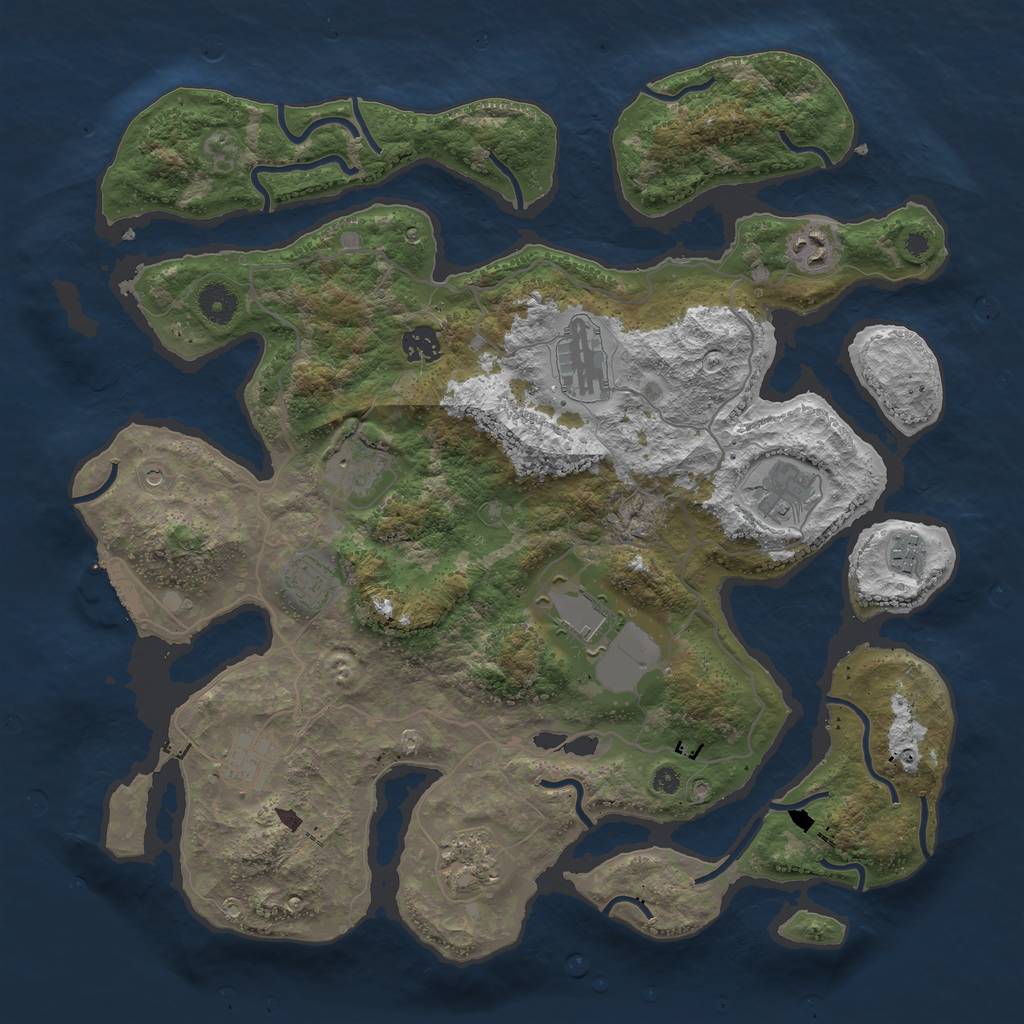 Rust Map: Procedural Map, Size: 4000, Seed: 474245704, 14 Monuments