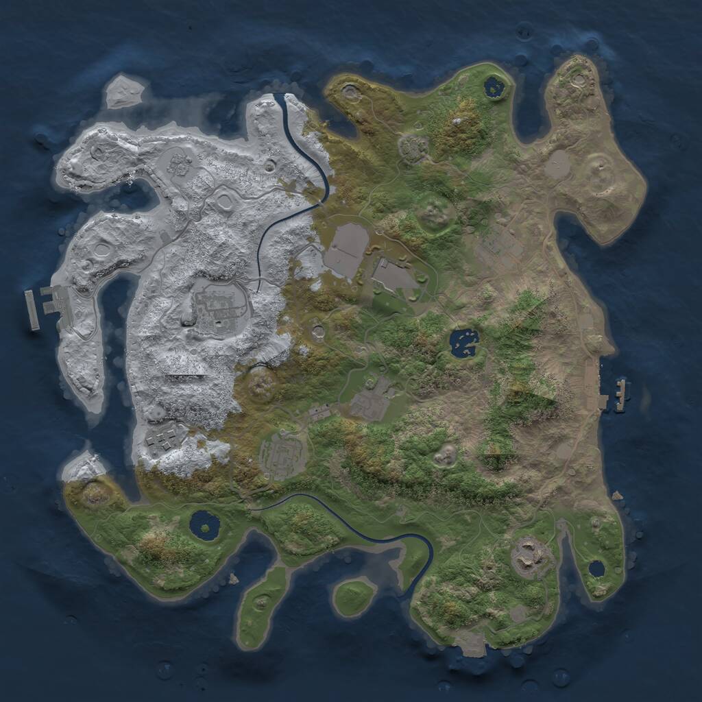 Rust Map: Procedural Map, Size: 3500, Seed: 210569, 14 Monuments
