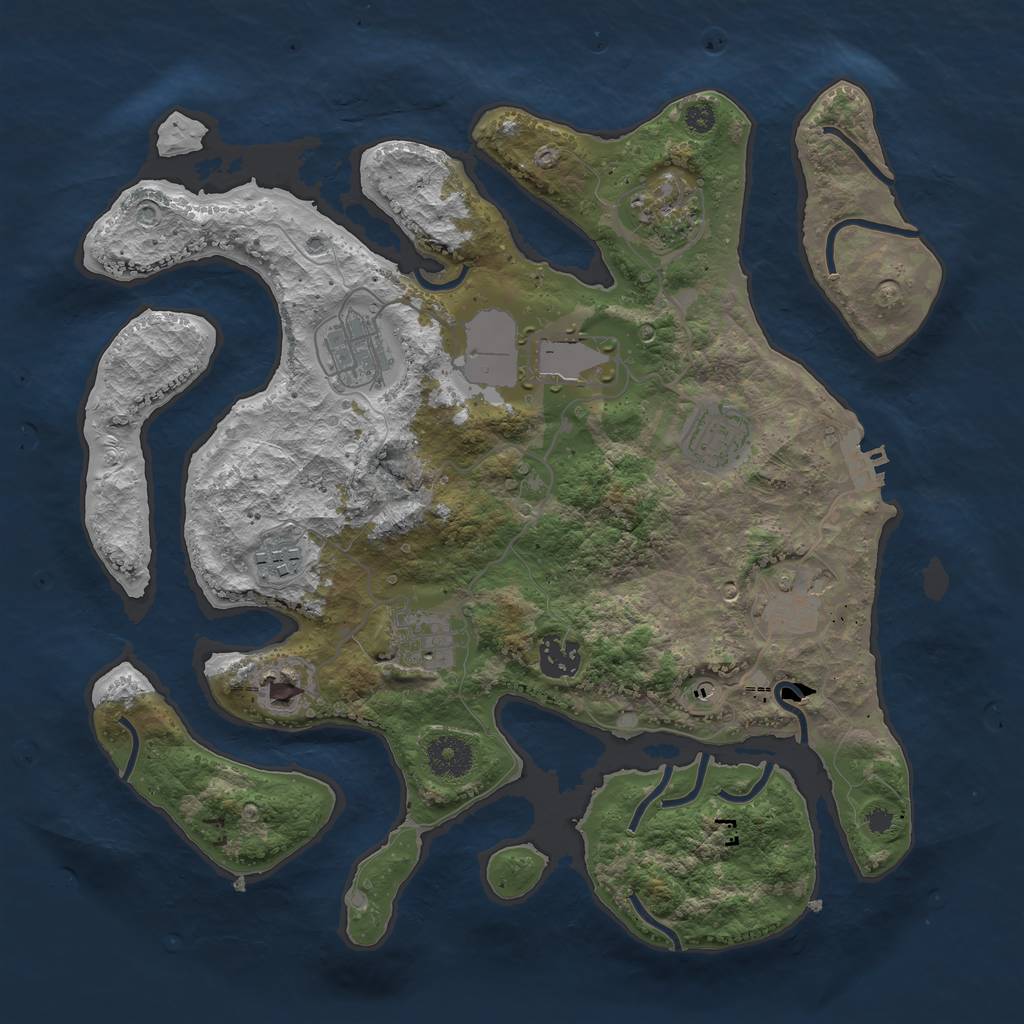 Rust Map: Procedural Map, Size: 3500, Seed: 210569, 13 Monuments