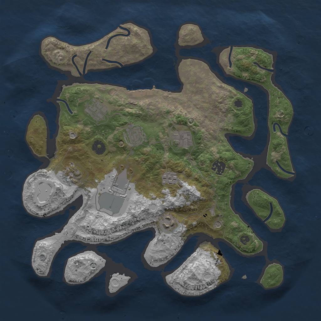 Rust Map: Procedural Map, Size: 3500, Seed: 614177, 15 Monuments