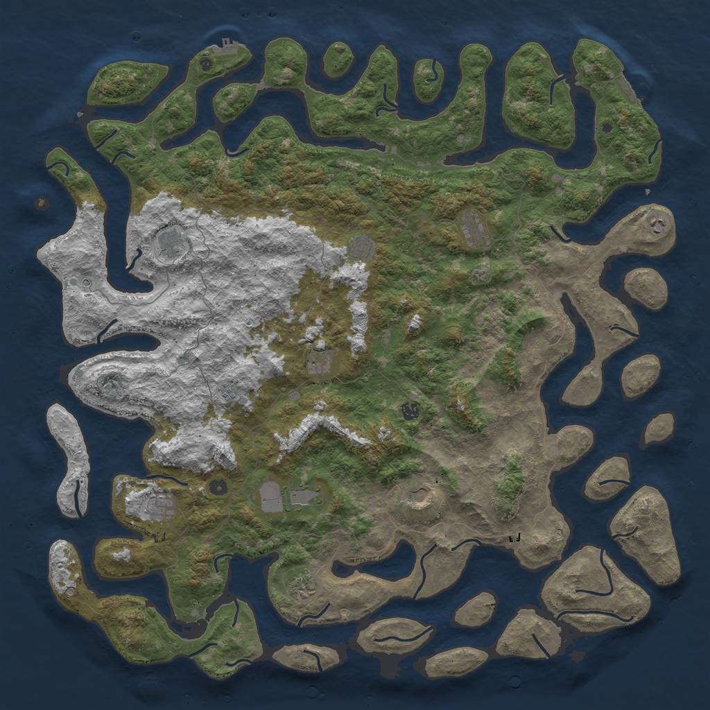 Rust Map: Procedural Map, Size: 6000, Seed: 6978, 16 Monuments