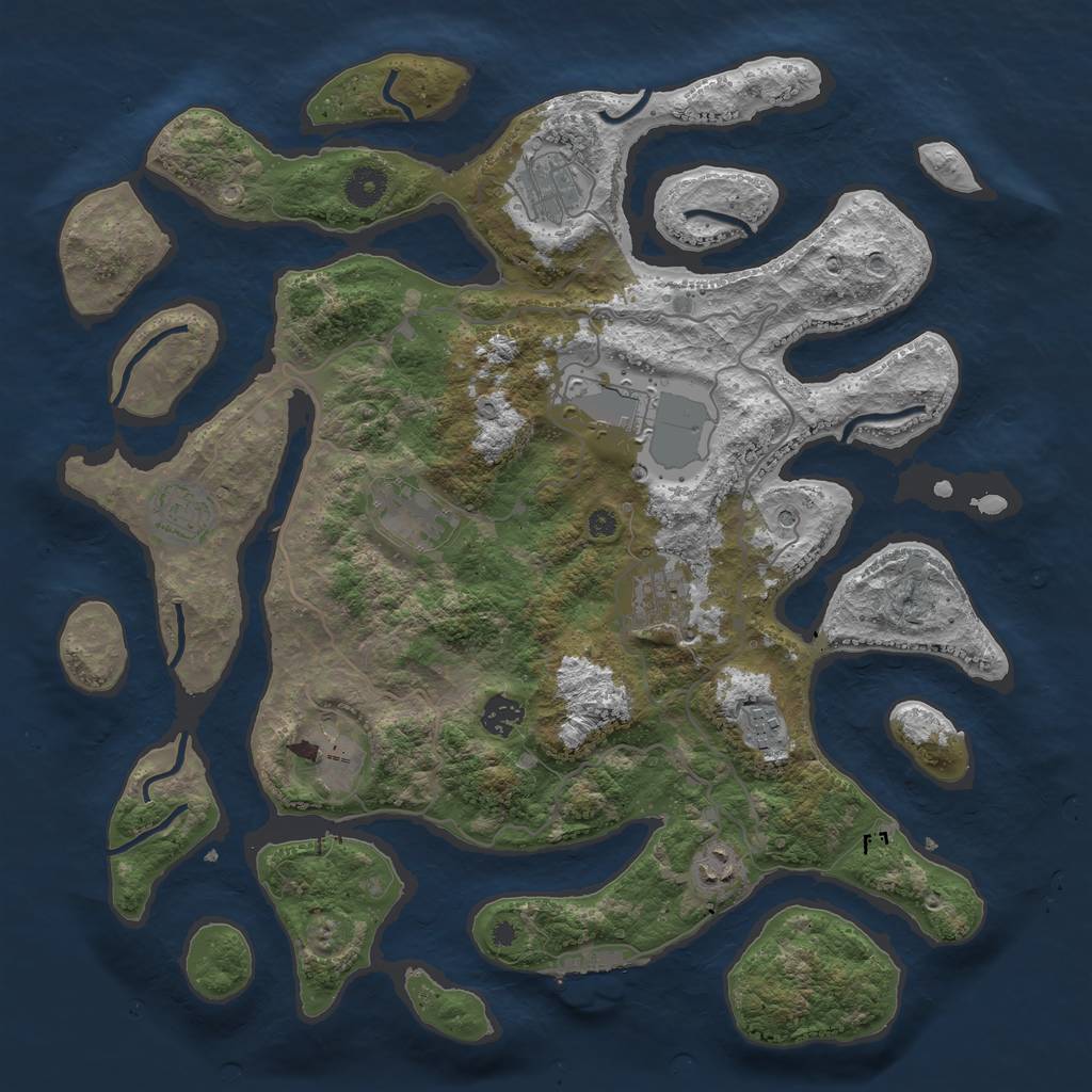 Rust Map: Procedural Map, Size: 4000, Seed: 141569, 13 Monuments