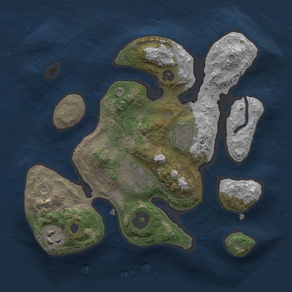 Rust Map: Procedural Map, Size: 2500, Seed: 1163422476, 6 Monuments