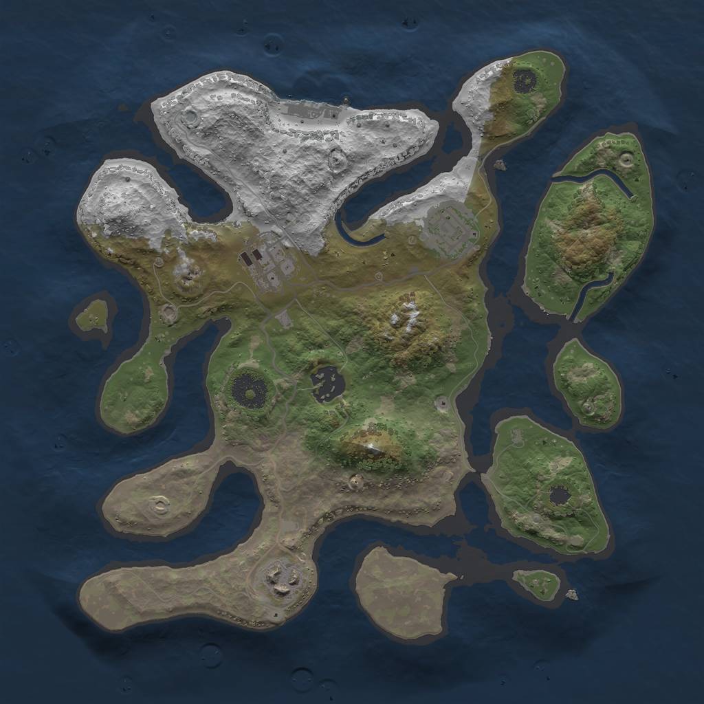 Rust Map: Procedural Map, Size: 3000, Seed: 1987, 7 Monuments