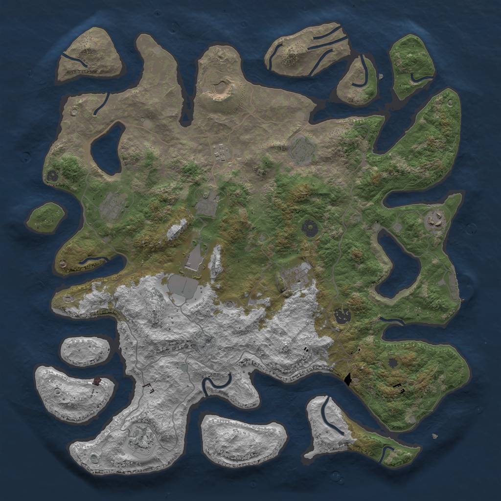 Rust Map: Procedural Map, Size: 4500, Seed: 174825747, 14 Monuments