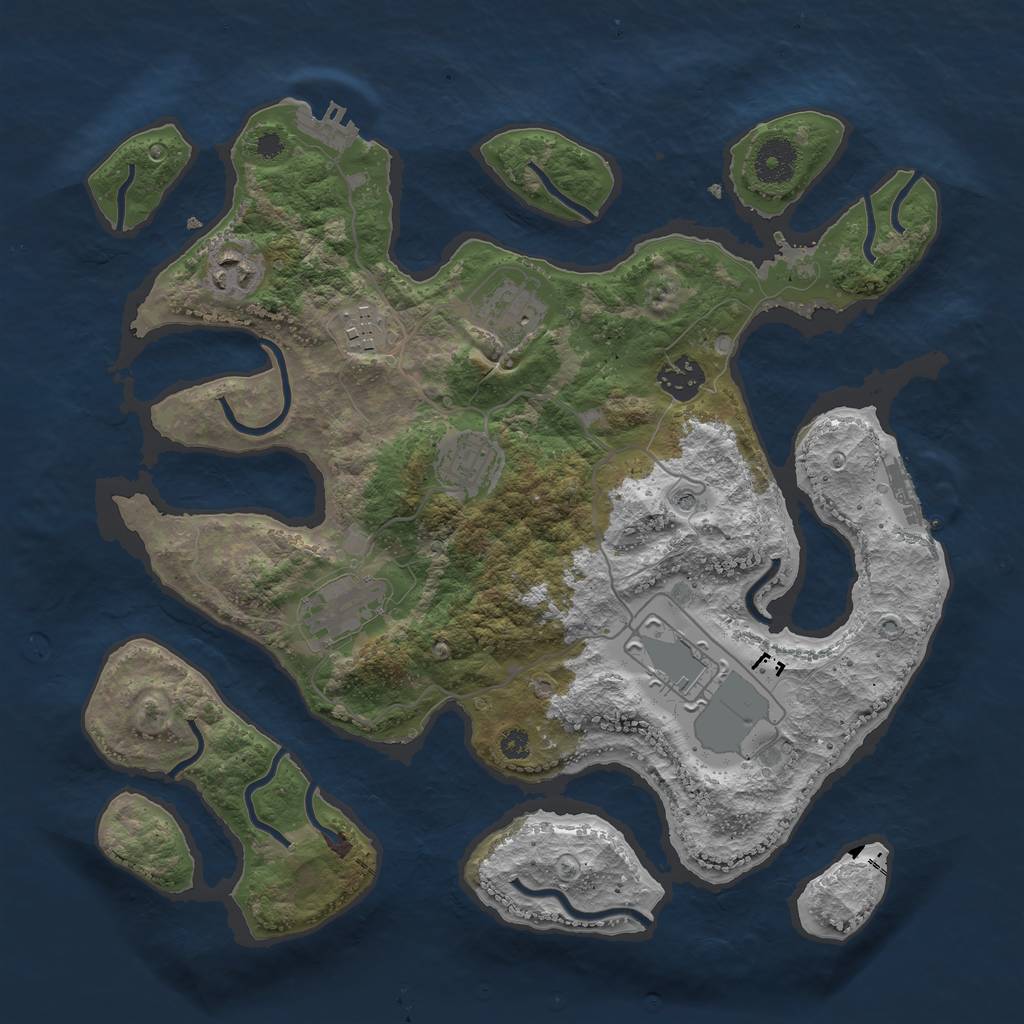 Rust Map: Procedural Map, Size: 3500, Seed: 406947, 12 Monuments