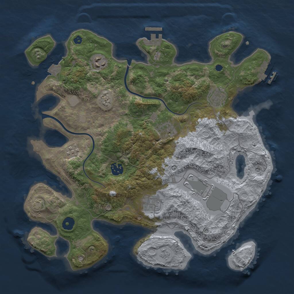 Rust Map: Procedural Map, Size: 3500, Seed: 406947, 13 Monuments