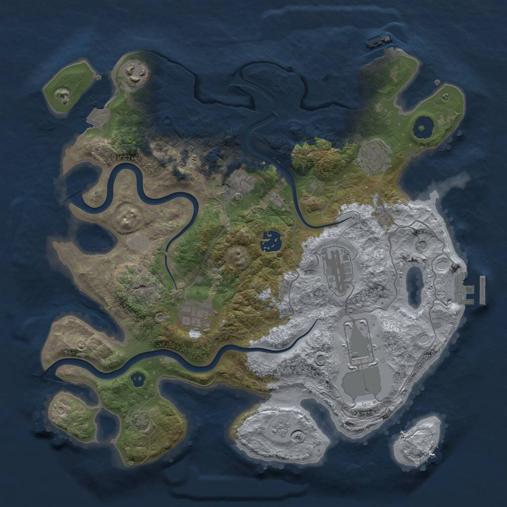 Rust Map: Procedural Map, Size: 3500, Seed: 406947, 14 Monuments