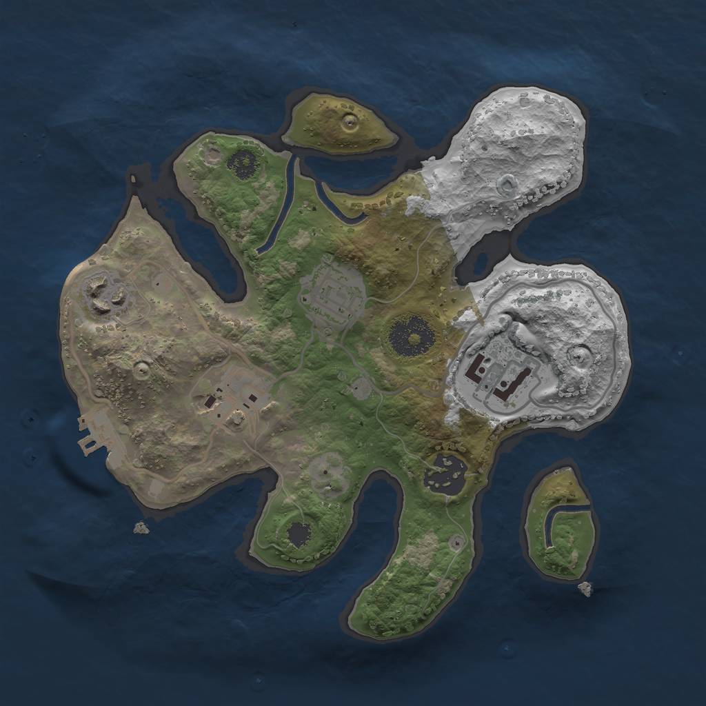 Rust Map: Procedural Map, Size: 2500, Seed: 1878394955, 8 Monuments