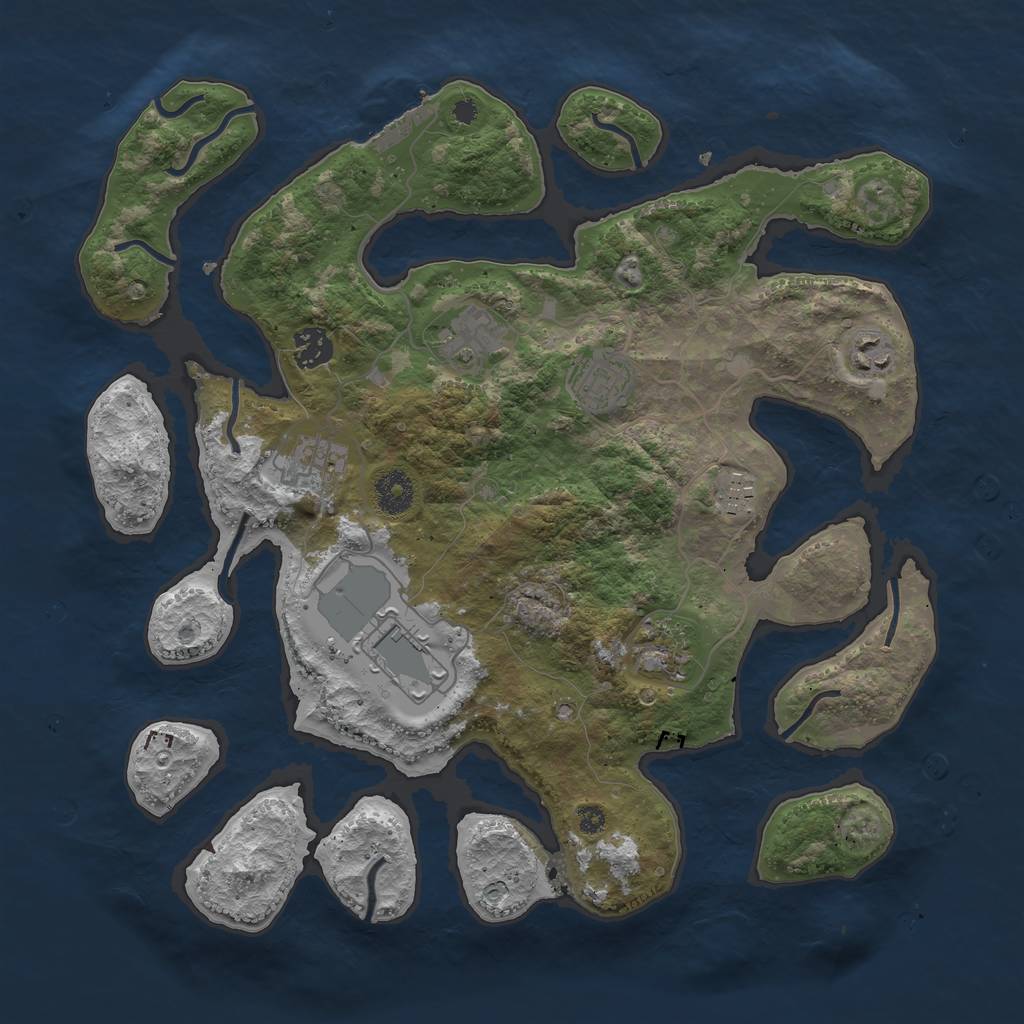 Rust Map: Procedural Map, Size: 3700, Seed: 539916583, 11 Monuments