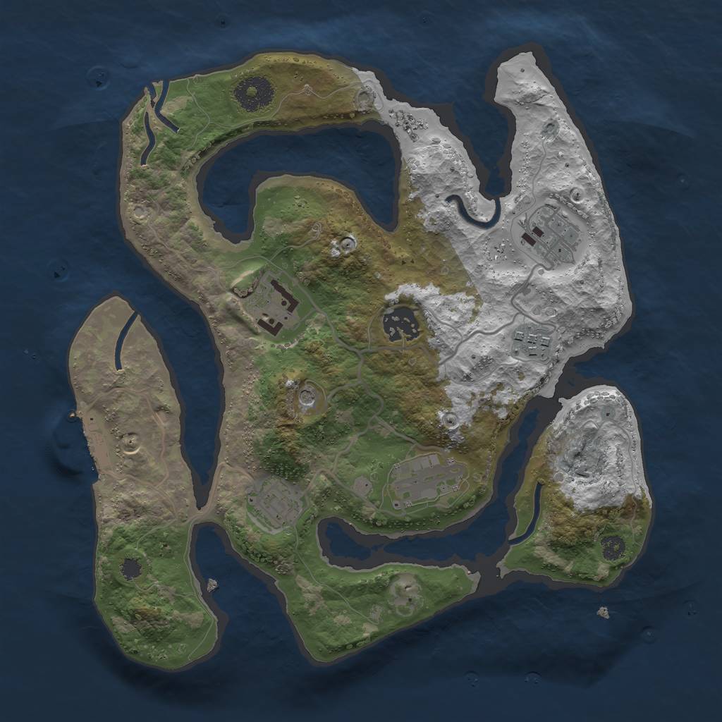 Rust Map: Procedural Map, Size: 3000, Seed: 244903458, 10 Monuments