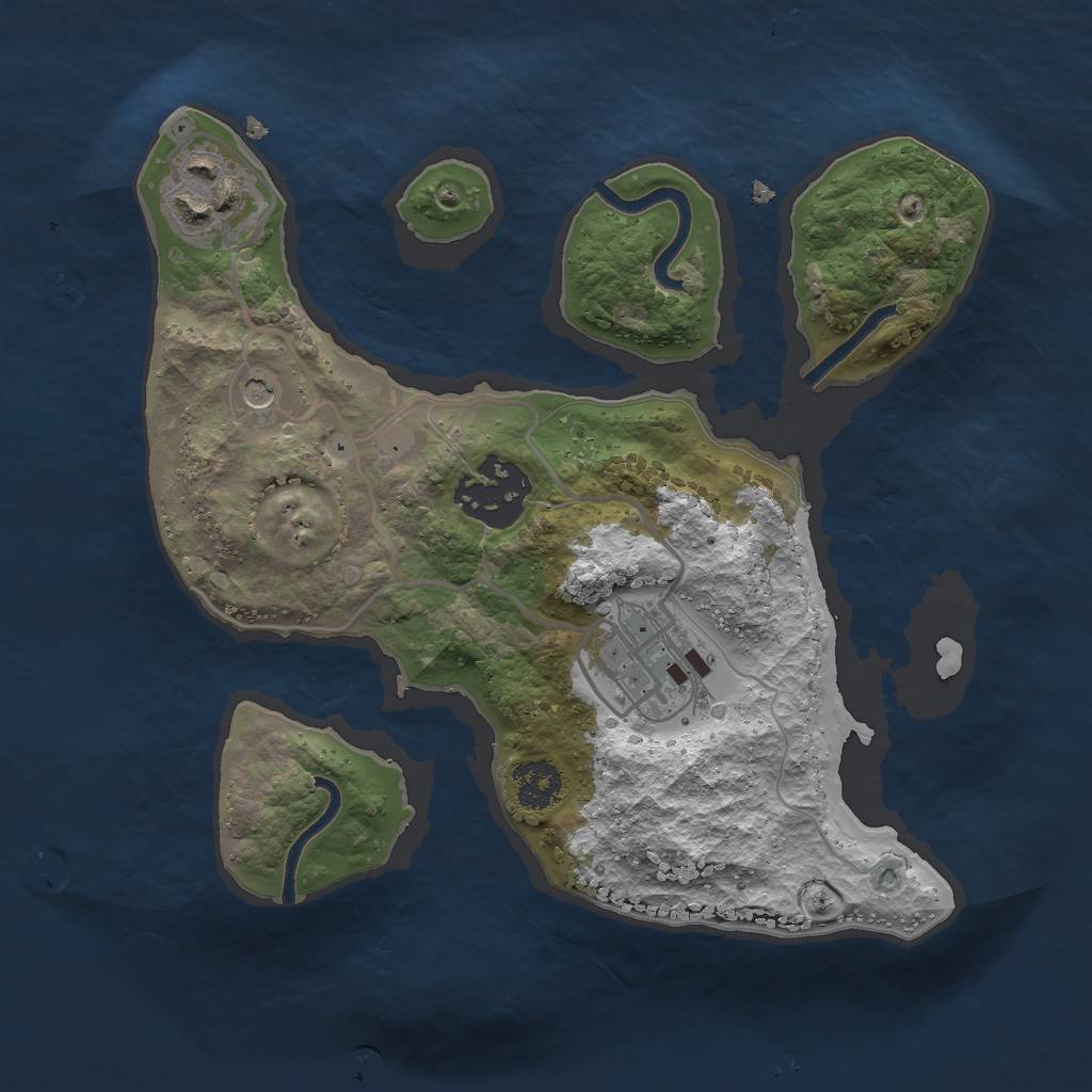 Rust Map: Procedural Map, Size: 2300, Seed: 53251323, 6 Monuments