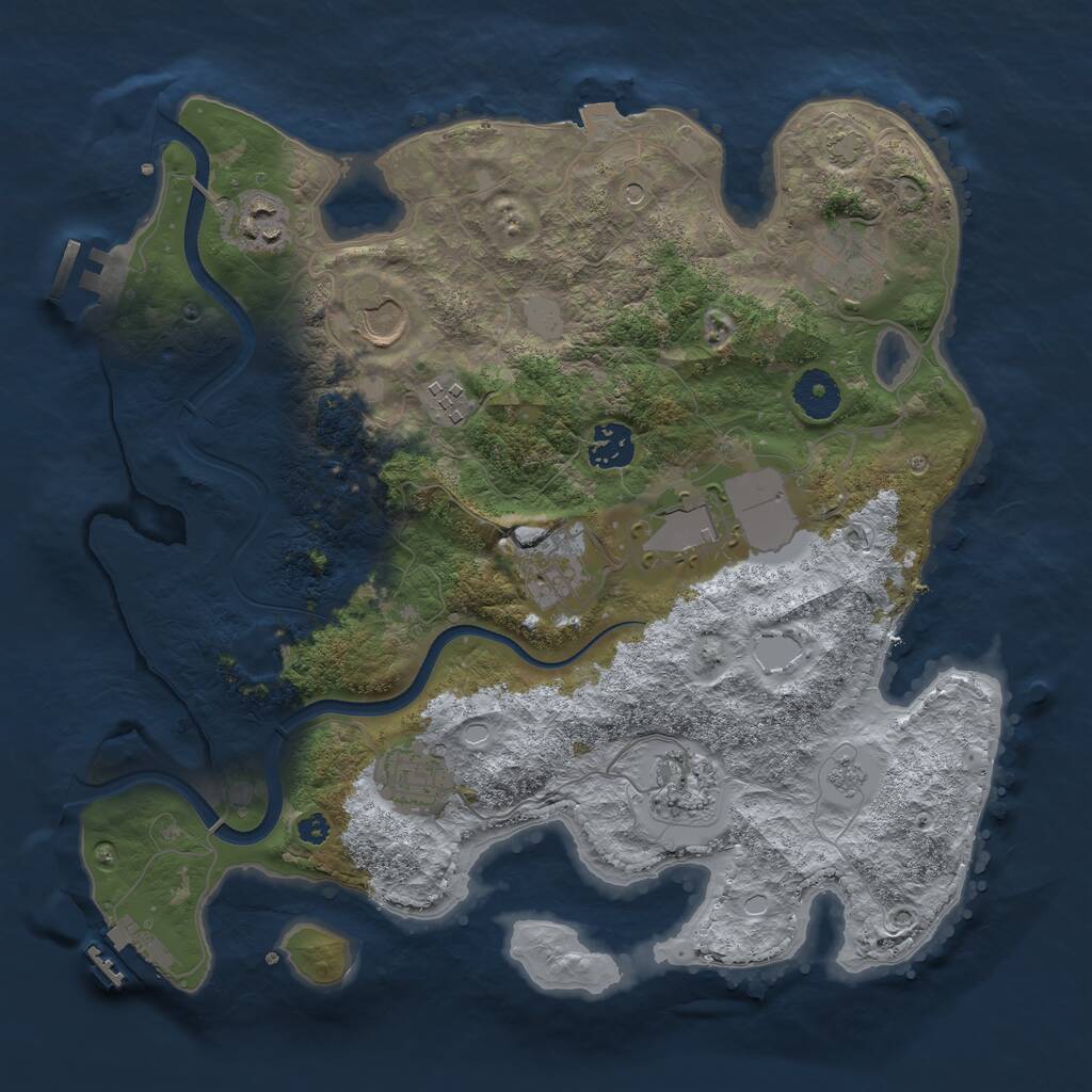 Rust Map: Procedural Map, Size: 3500, Seed: 312086, 15 Monuments