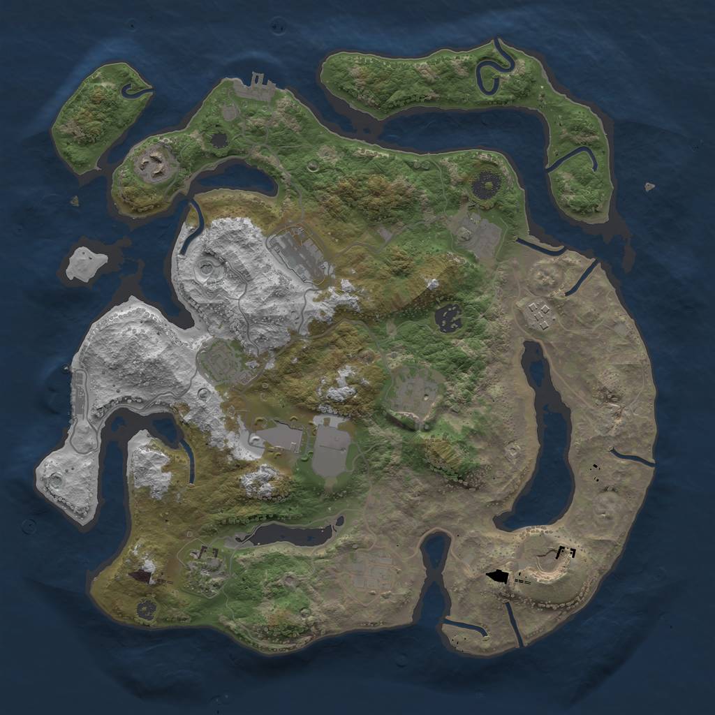 Rust Map: Procedural Map, Size: 3750, Seed: 479113850, 16 Monuments