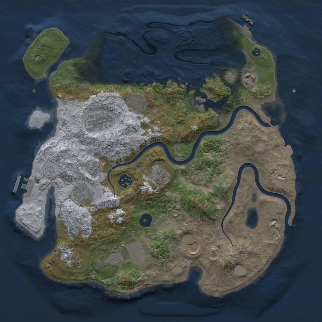 Rust Map: Procedural Map, Size: 3750, Seed: 479113850, 17 Monuments