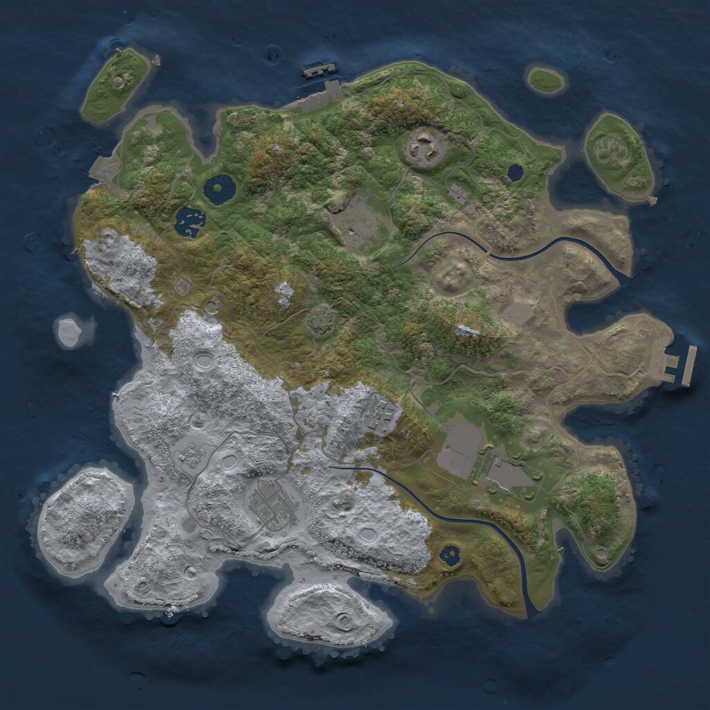 Rust Map: Procedural Map, Size: 3500, Seed: 441959, 12 Monuments