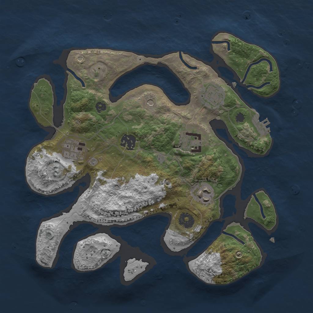 Rust Map: Procedural Map, Size: 3000, Seed: 614177, 9 Monuments