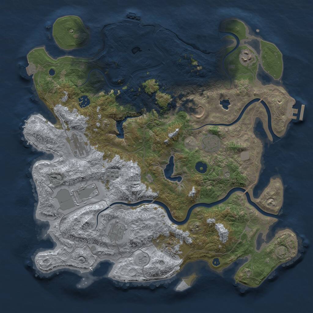 Rust Map: Procedural Map, Size: 4000, Seed: 128675309, 15 Monuments