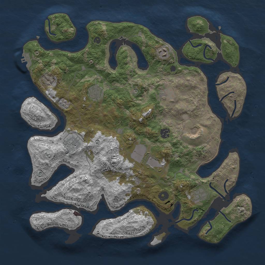 Rust Map: Procedural Map, Size: 4000, Seed: 128675309, 13 Monuments