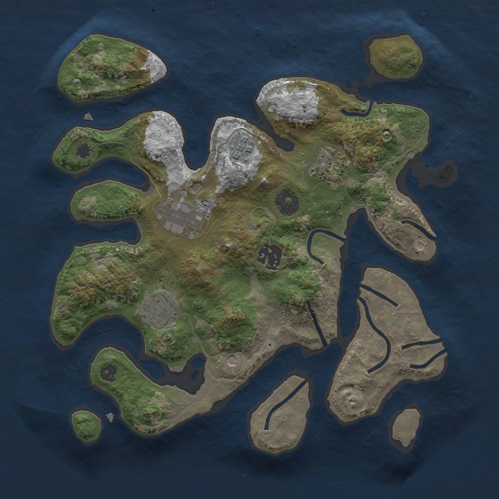 Rust Map: Procedural Map, Size: 3000, Seed: 518721100, 8 Monuments