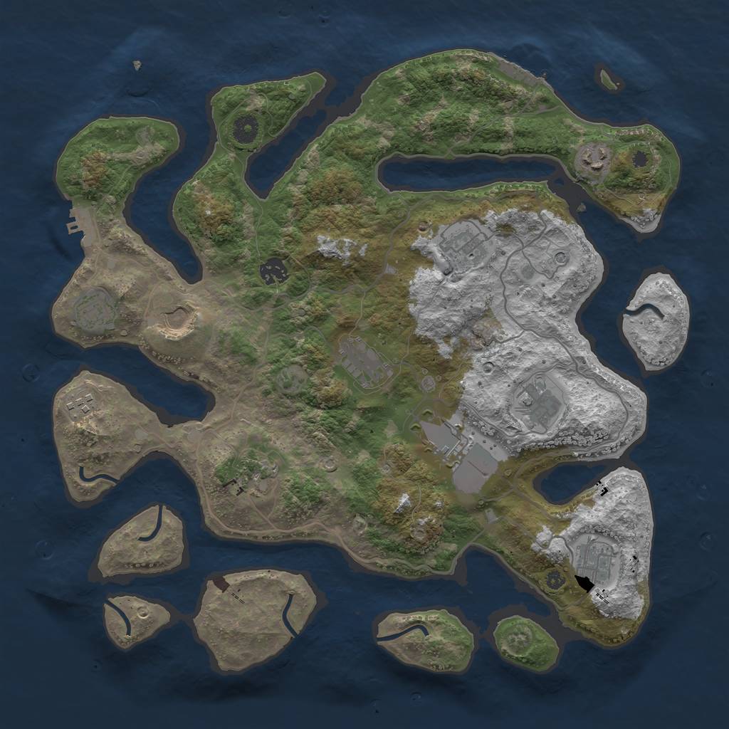 Rust Map: Procedural Map, Size: 4000, Seed: 460912637, 16 Monuments