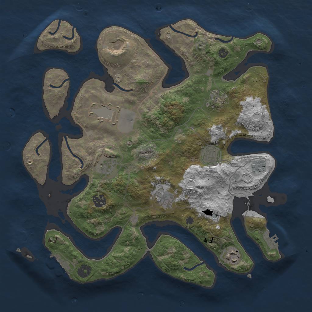 Rust Map: Procedural Map, Size: 3500, Seed: 3425632, 17 Monuments