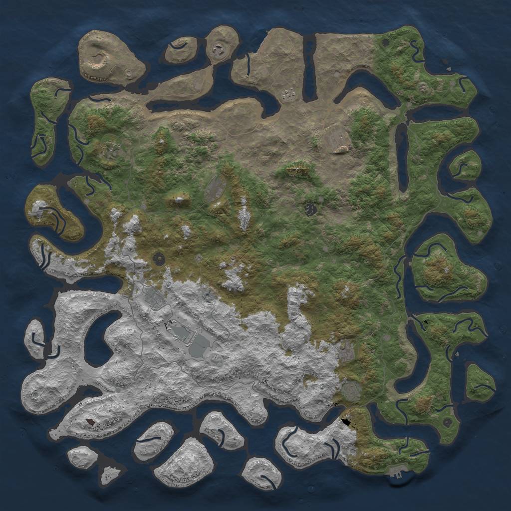 Rust Map: Procedural Map, Size: 6000, Seed: 614177, 16 Monuments