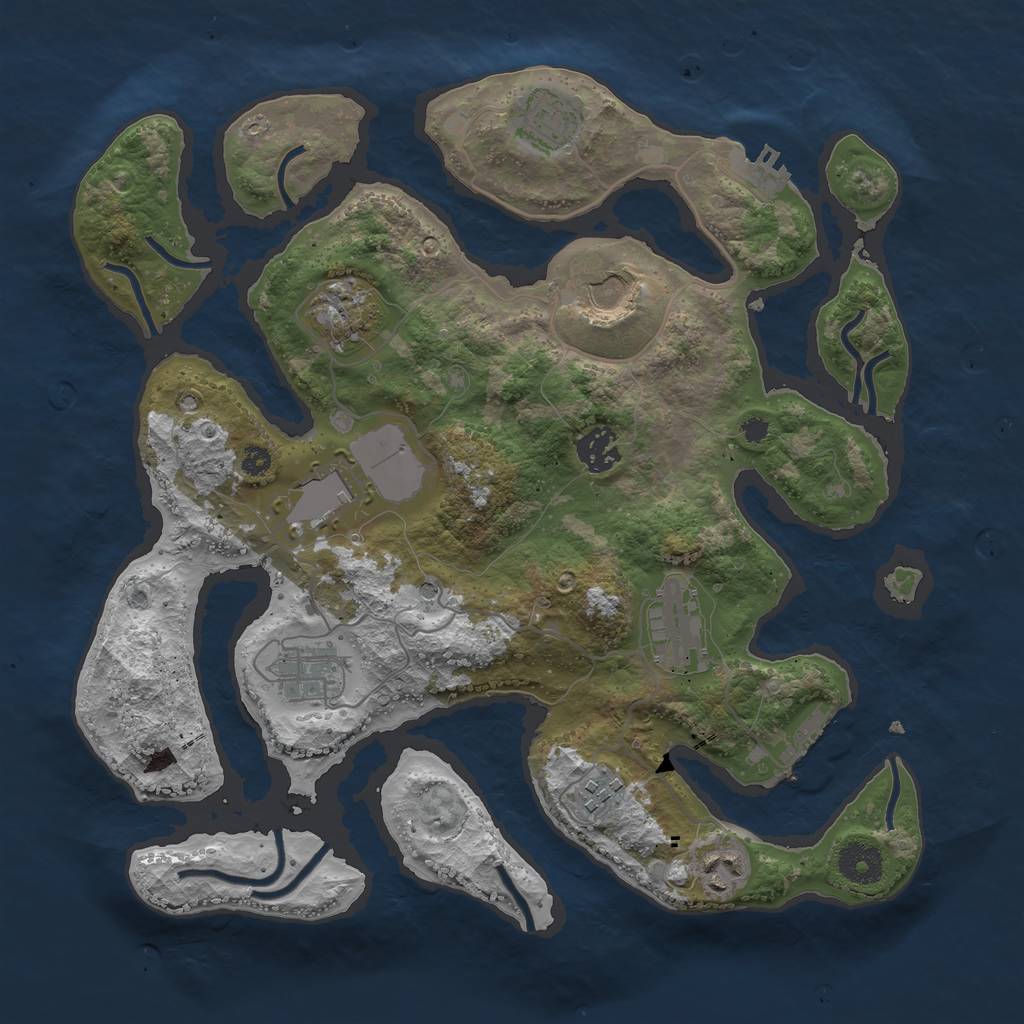 Rust Map: Procedural Map, Size: 3500, Seed: 523699, 14 Monuments