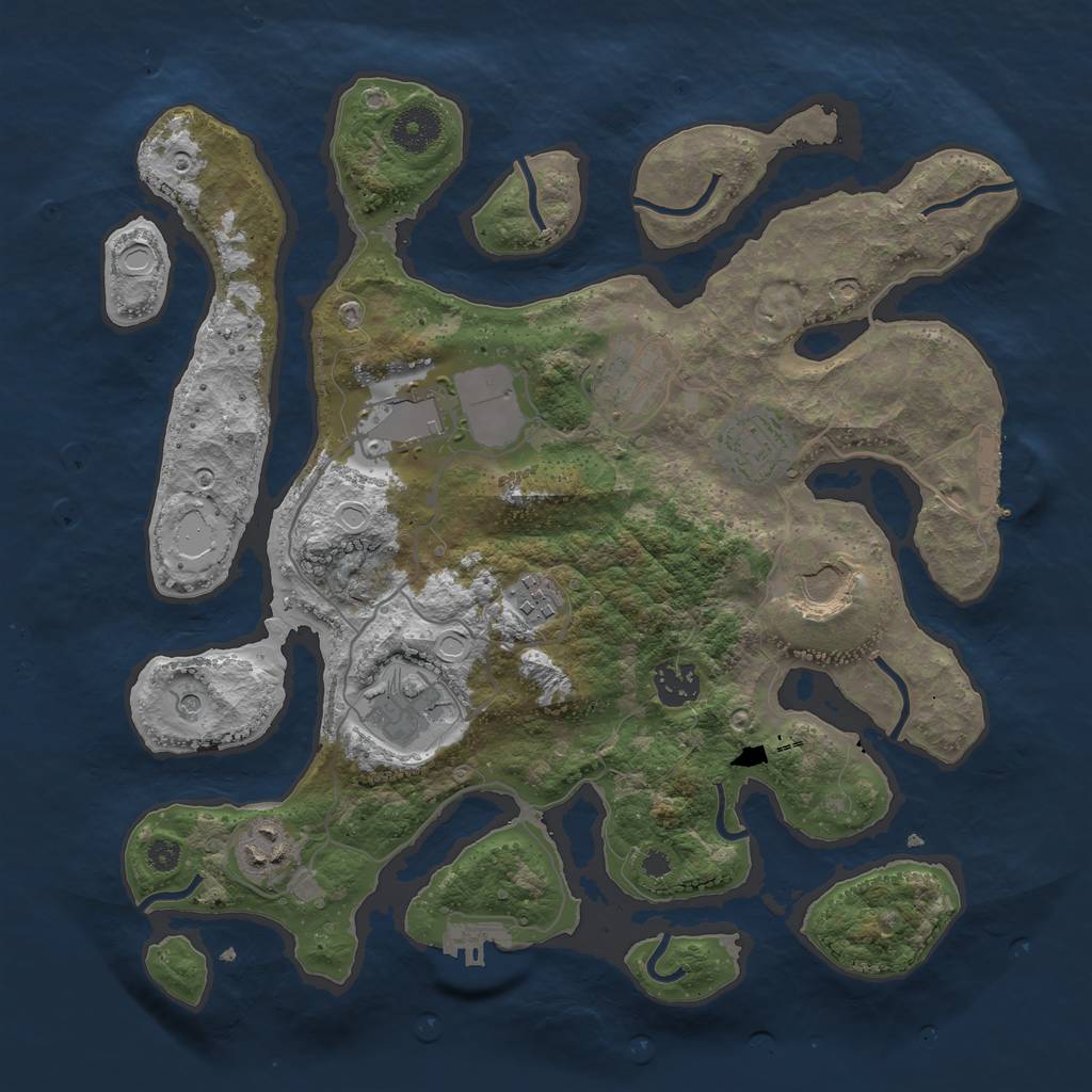 Rust Map: Procedural Map, Size: 3500, Seed: 118784, 16 Monuments