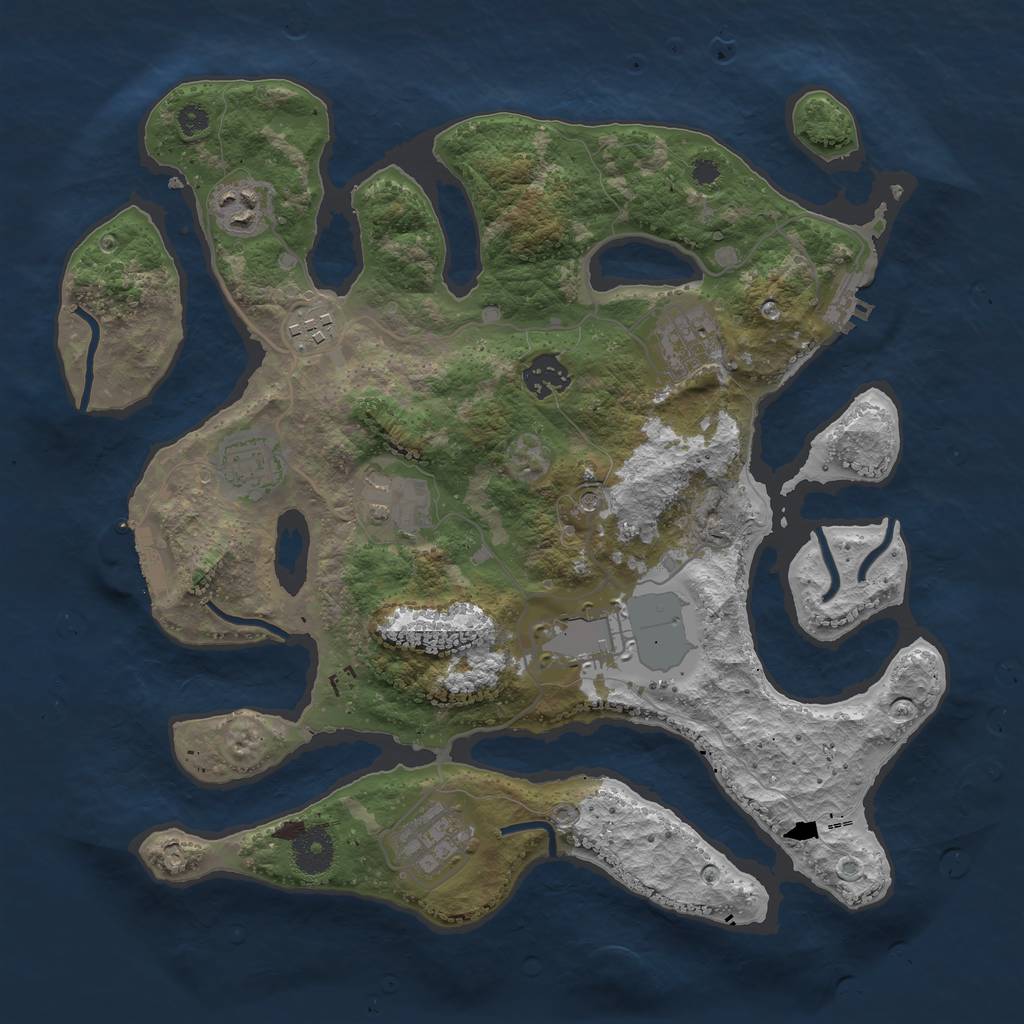 Rust Map: Procedural Map, Size: 3500, Seed: 459134, 13 Monuments