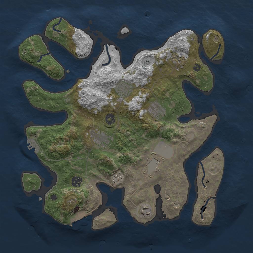 Rust Map: Procedural Map, Size: 3500, Seed: 259733, 16 Monuments