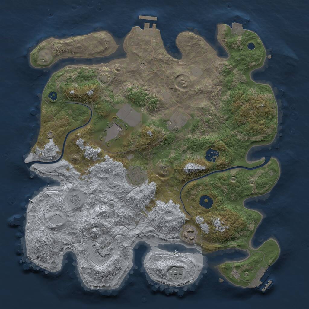 Rust Map: Procedural Map, Size: 3500, Seed: 126230, 13 Monuments