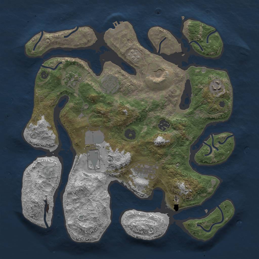 Rust Map: Procedural Map, Size: 3500, Seed: 126230, 12 Monuments