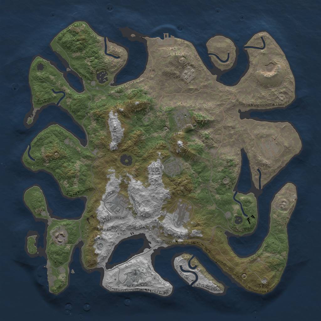 Rust Map: Procedural Map, Size: 4000, Seed: 378194, 14 Monuments