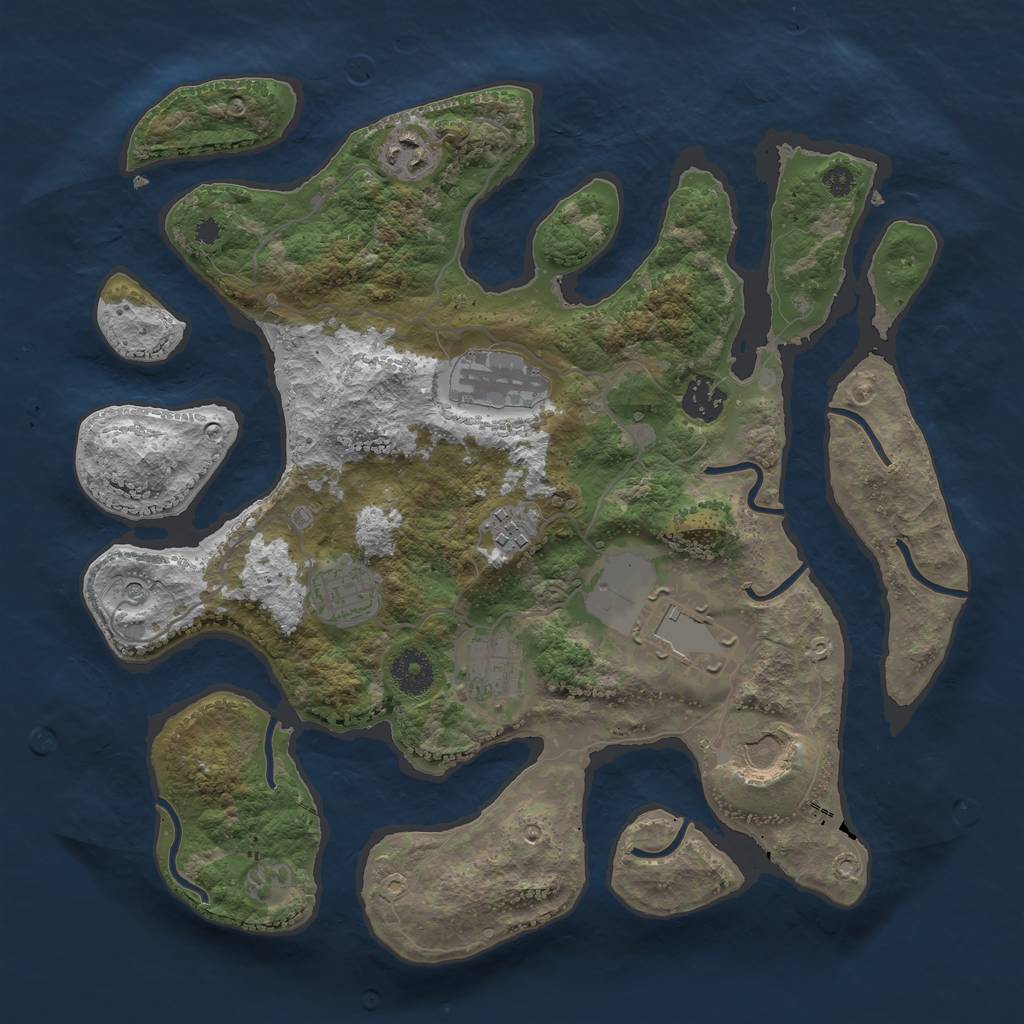 Rust Map: Procedural Map, Size: 3500, Seed: 254125, 11 Monuments