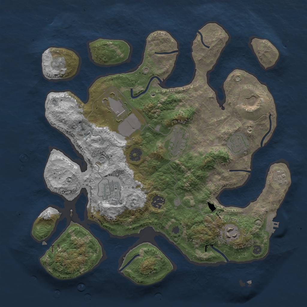 Rust Map: Procedural Map, Size: 3500, Seed: 1611851141, 12 Monuments