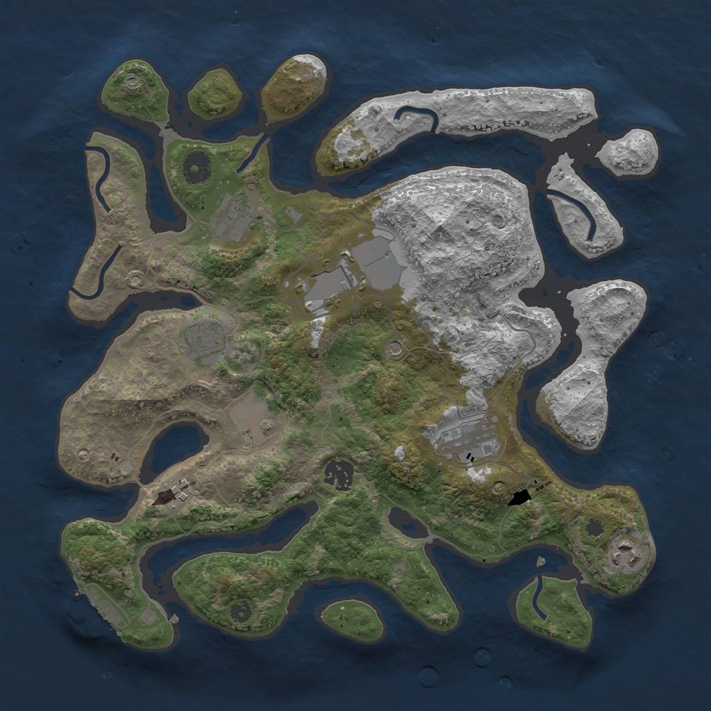 Rust Map: Procedural Map, Size: 3500, Seed: 350530, 12 Monuments