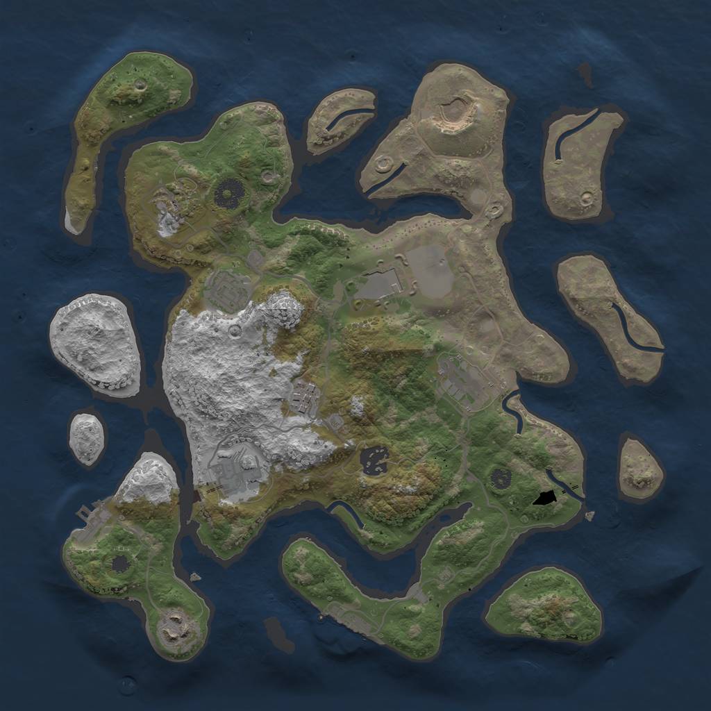 Rust Map: Procedural Map, Size: 3500, Seed: 591778, 13 Monuments