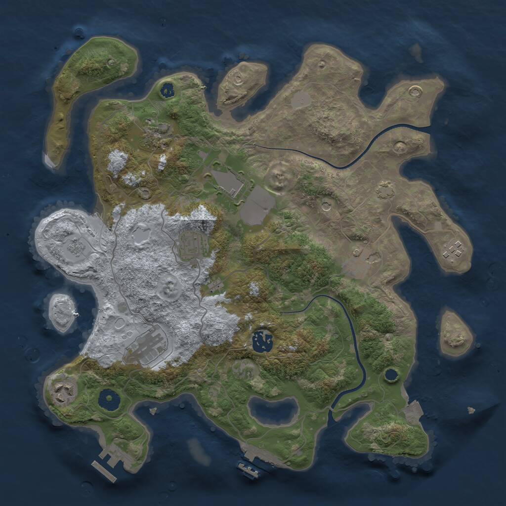 Rust Map: Procedural Map, Size: 3500, Seed: 591778, 14 Monuments