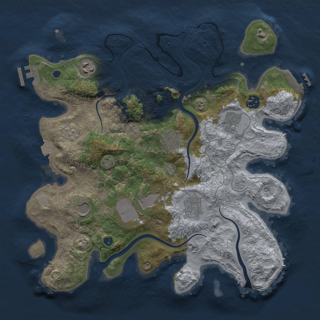 Rust Map: Procedural Map, Size: 3500, Seed: 118508, 14 Monuments