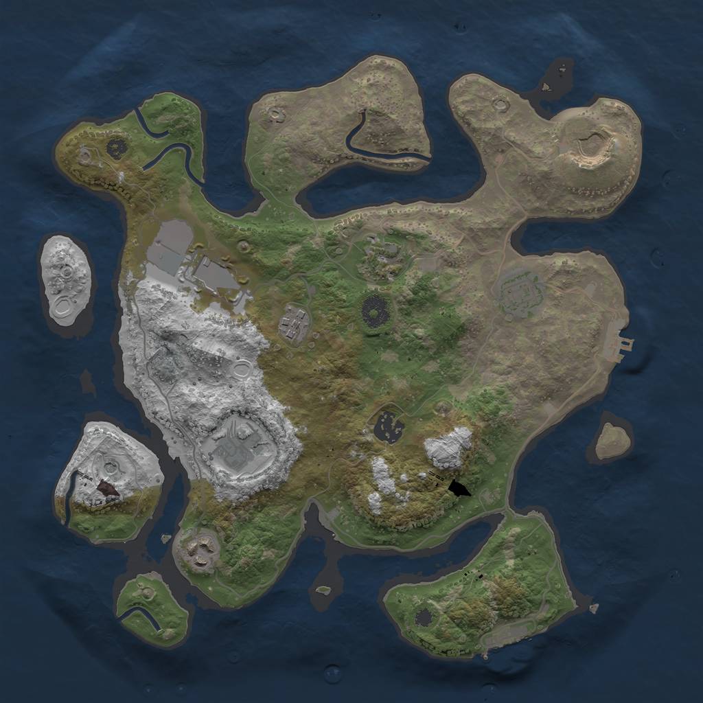 Rust Map: Procedural Map, Size: 3500, Seed: 946556, 16 Monuments