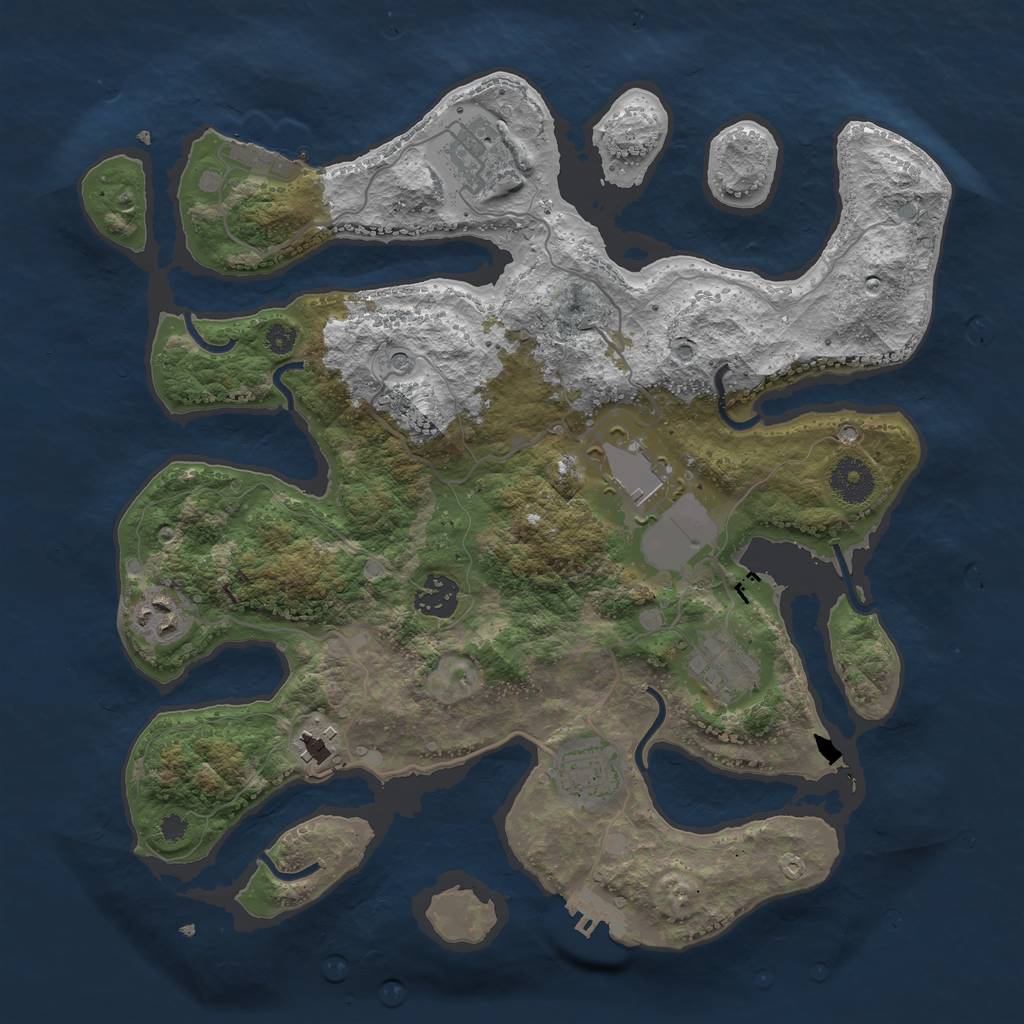 Rust Map: Procedural Map, Size: 3500, Seed: 756774, 12 Monuments