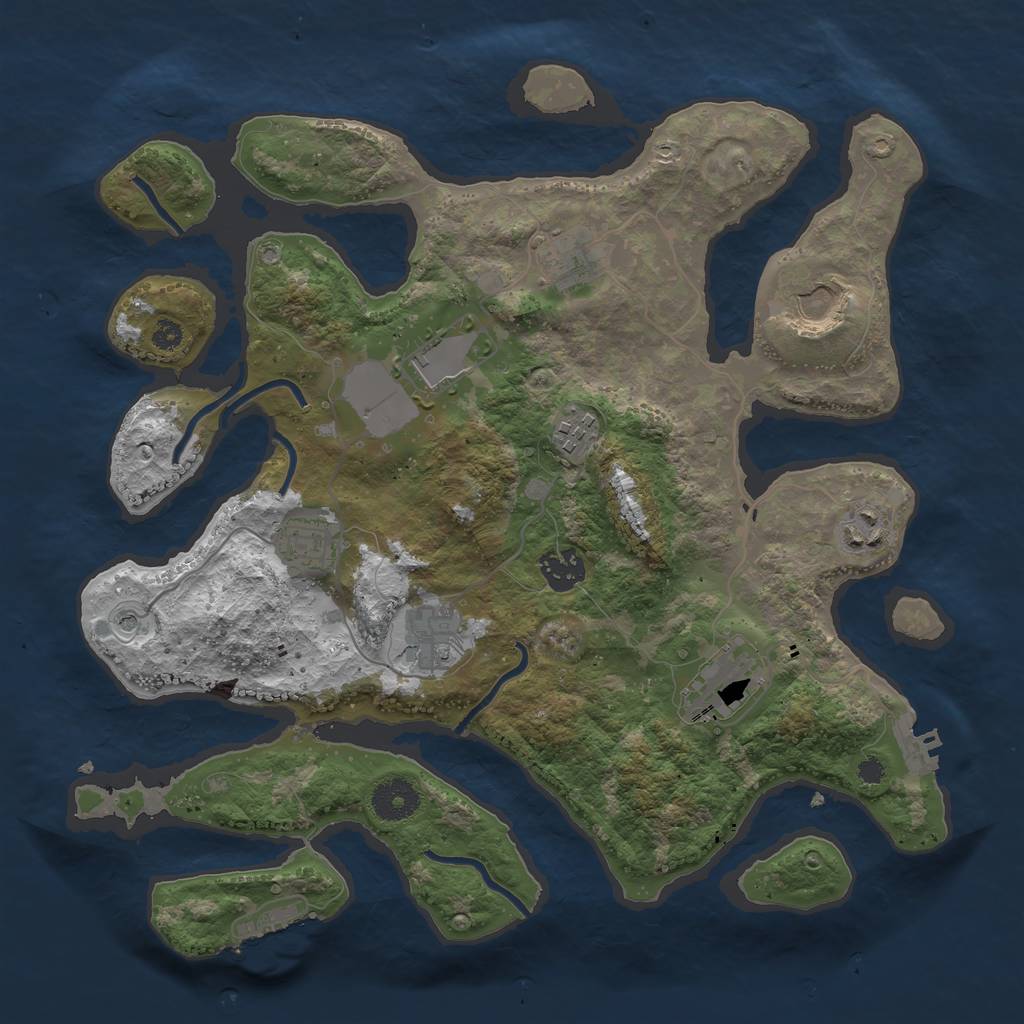 Rust Map: Procedural Map, Size: 3500, Seed: 336283, 14 Monuments