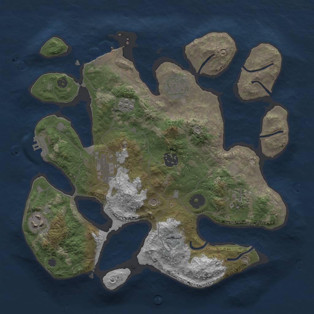 Rust Map: Procedural Map, Size: 3200, Seed: 35800, 11 Monuments
