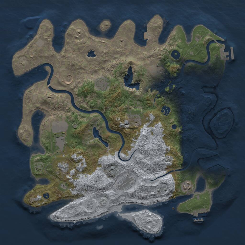 Rust Map: Procedural Map, Size: 4000, Seed: 42347583, 16 Monuments